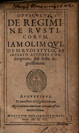 Opvscvlvm De Regimine Rvsticorvm