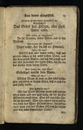 Das dritte Hauptstück: Welches ist das dritte Hauptstück im Catechismus? Das Gebet des HeErrn. oder Heil