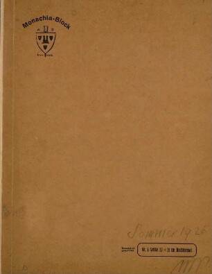 Skizzenbuch Sommer 1926 (Monachia-Block)