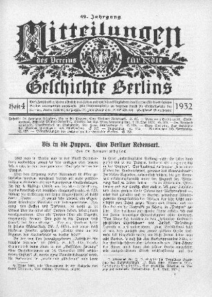 Bis in die Puppen. Eine Berliner Redensart