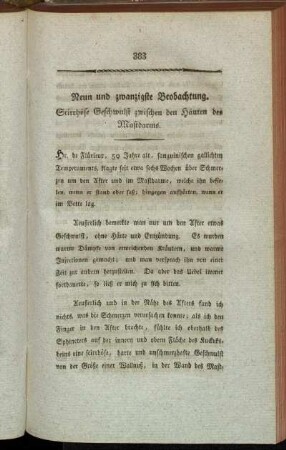 Neun und zwanzigste Beobachtung. Scirrhöse Geschwulst zwischen den Häuten des Mastdarms.