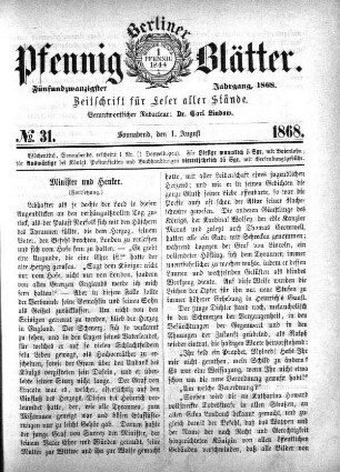No. 31, Sonnabend, den 1. August
