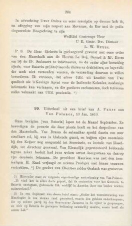 99. Uittreksel uit een brief van A. Faure aan Van Polanen, 10 Jan. 1810
