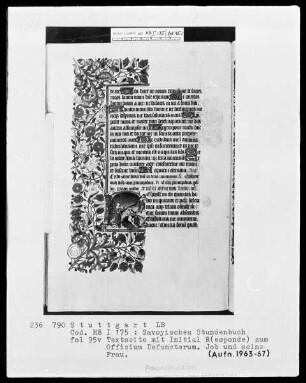 Liber horarum — Initiale R (esponde) mit Job und seiner Frau, Folio 95verso