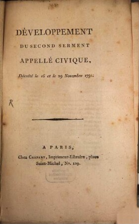 Developpement du second serment appellé civique