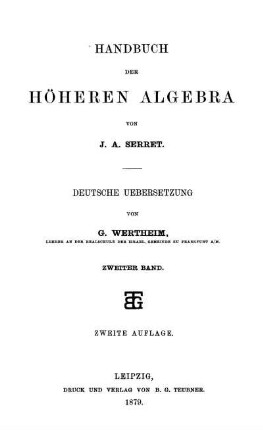 Bd. 2: Cours d'algèbre supérieure <dt.>