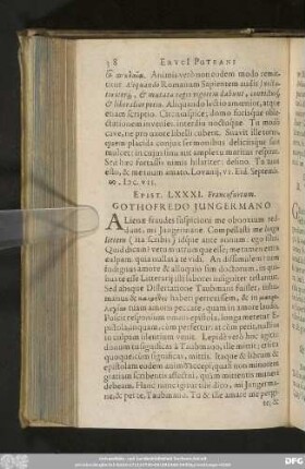 Epist. LXXXI. Francofurtum. Gothofredo Iungermano.