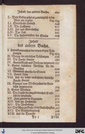 Inhalt des andern Buchs.