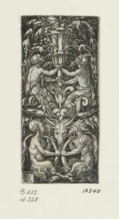Ornament mit zwei Satyrpaaren