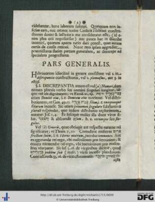 Pars Generalis.
