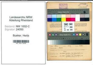 Entnazifizierung Herta Bueker, geb. 09.11.1922 (Verkaeuferin)