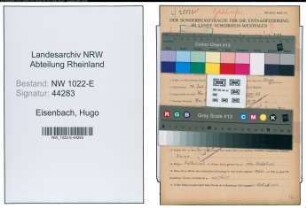 Entnazifizierung Hugo Eisenbach , geb. 18.07.1898 (Vertreter)