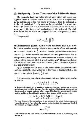12. Reciprocity; Gauss' Theorem of the Arithmetic Mean.