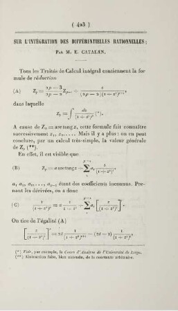 Sur l'intégration des différentielles rationnelles.