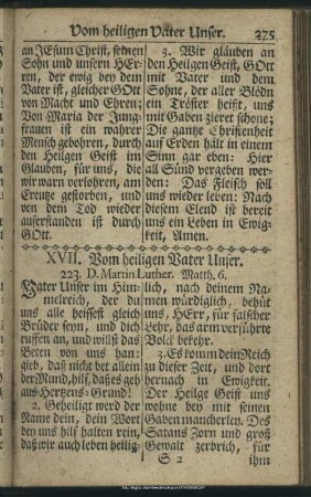 XVII. Vom heiligen Vater Unser