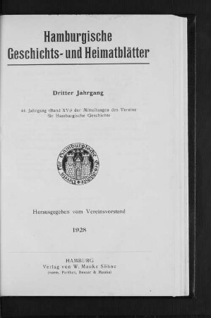1. Bd. 3.1928: Hamburgische Geschichts- und Heimatblätter