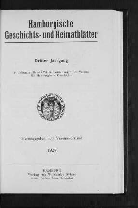 1. Bd. 3.1928: Hamburgische Geschichts- und Heimatblätter