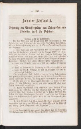 Zehnter Abschnitt. Erhebung des Chausseegeldes von Extraposten und Estafetten durch die Postämter
