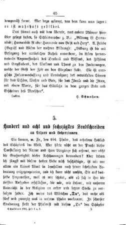 Hundert und acht und sechszigstes Sendschreiben an Lehrer und Lehrerinnen