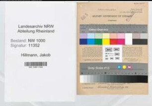 Entnazifizierung Jakob Hillmann, geb. 17.07.1896 (Postsekretaer)