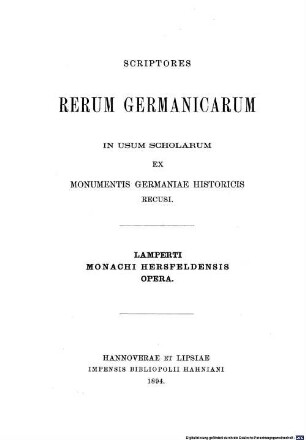 Lamperti monachi Hersfeldensis opera