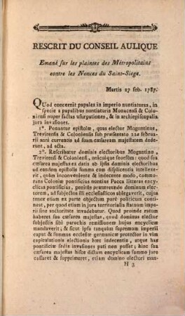 Rescrit Du Conseil Aulique De L'Empereur : Émané sur les plaintes des Métropolitains contre les Nonces du Saint-Siège