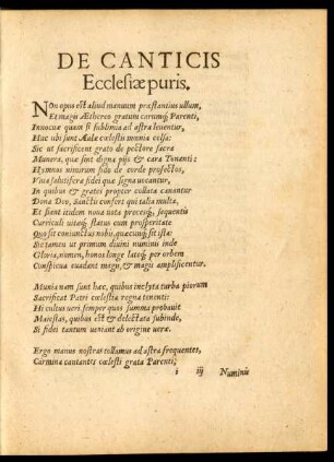 De Canticis Ecclesiae puris.
