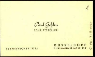 Gehlen, Paul, Schriftsteller