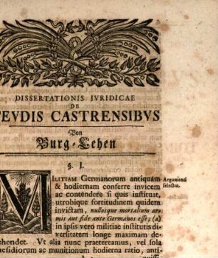 De Fevdis Castrensibvs : = Von Burg-Lehen