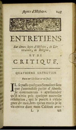 Quatrième entretien.