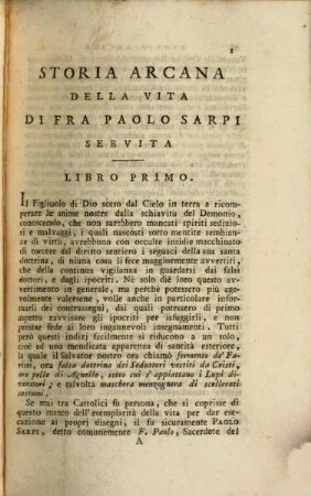 Storia arcana della vita di Fra Paolo Sarpi ... : e documenti relativi