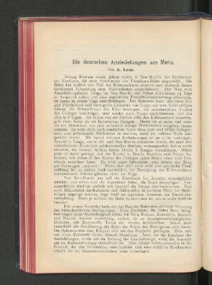 Die deutschen Anisedlungen am Meru.