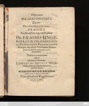 Disputatio De Servitutibus