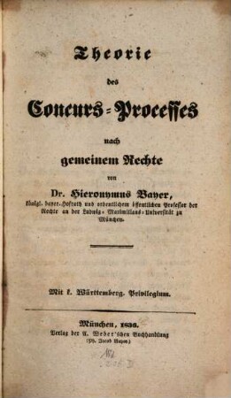 Theorie des Concurs-Processes nach gemeinem Rechte