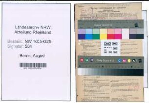 Entnazifizierung August Berns , geb. 15.08.1900 (Kaufmann)