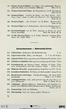 Schmucksachen – Gebrauchs-Silber (Nr. 364-397)