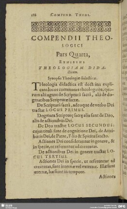 Pars Quarta, Exhibens Theologiam Didacticam