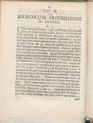 Cap. II. De Armorum Prohibitione In Genere.