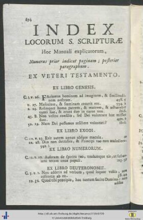Index Locorum Sanctae Scripturae.