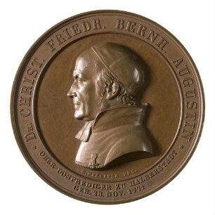 Medaille auf Oberdomprediger Dr. Christian F. B. Augustin (*1771,† 1856)