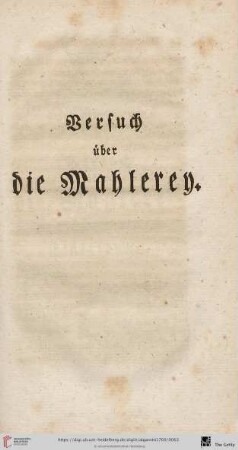 Versuch über die Mahlerey