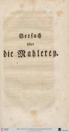 Versuch über die Mahlerey