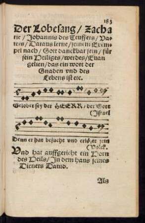 Der Lobesang/ Zacharie/ Johannis des Teuffers/ Vaters ...
