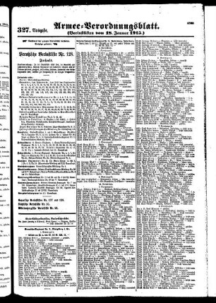 327.Ausgabe. Montag, 18. Januar 1915