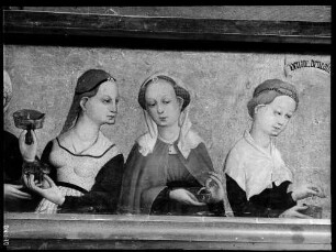 Tiefenbronn Katholische Kirche Sankt Maria Magdalena Magdalenenaltar von Lukas Moser (1432) Predella Die fünf törichten Jungfrauen
