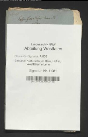 Lehnsfiskalischer Anwalt gegen den Freiherrn von Eppe zu Reckenberg wegen des veräußerten Zehnten zu Medelon