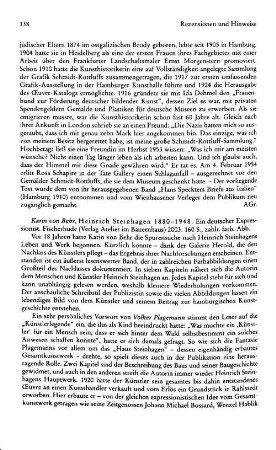 Behr, Karin von :: Heinrich Steinhagen, 1880 - 1948, ein deutscher Expressionist : Fischerhude, Verl. Atelier im Bauernhaus, 2003