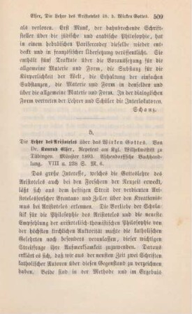 509-512 [Rezension] Elser, Konrad, Die Lehre des Aristoteles ueber das Wirken Gottes