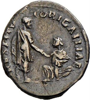 Denar des Hadrian mit Darstellung als Restitutor Galliae