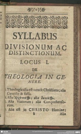 Syllabus Divisionum Ac Distinctionum
